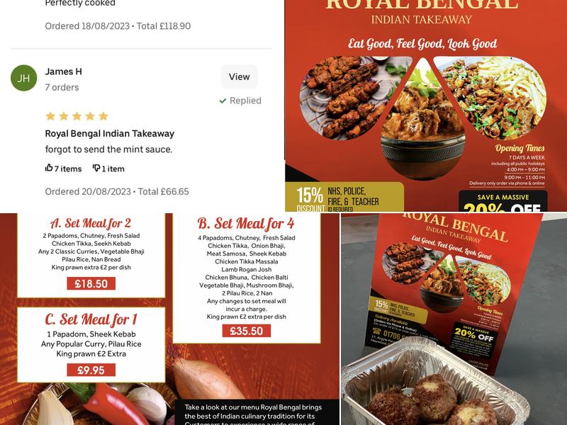 Royal Bengal Indian Takeaway Menu
