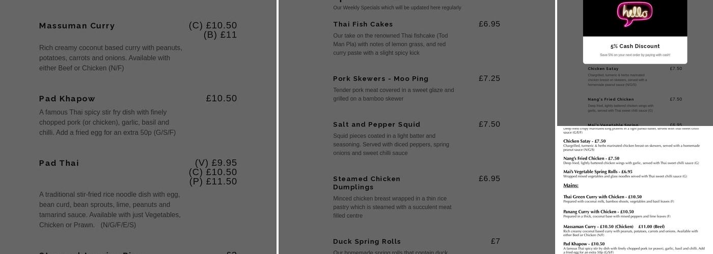 Easy Thai Takeaway Menu