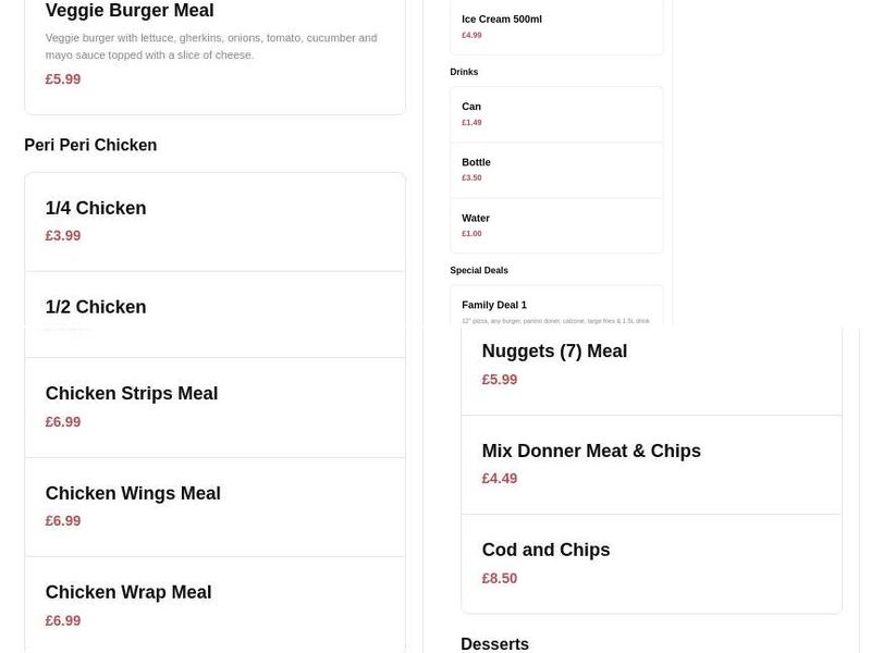 Pizzeria d'italia Menu