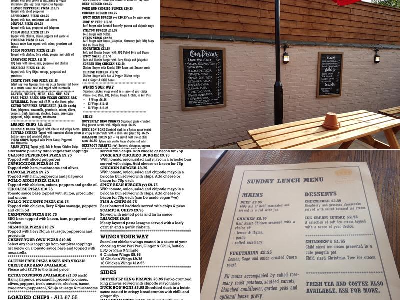 The Queen's Head Menu