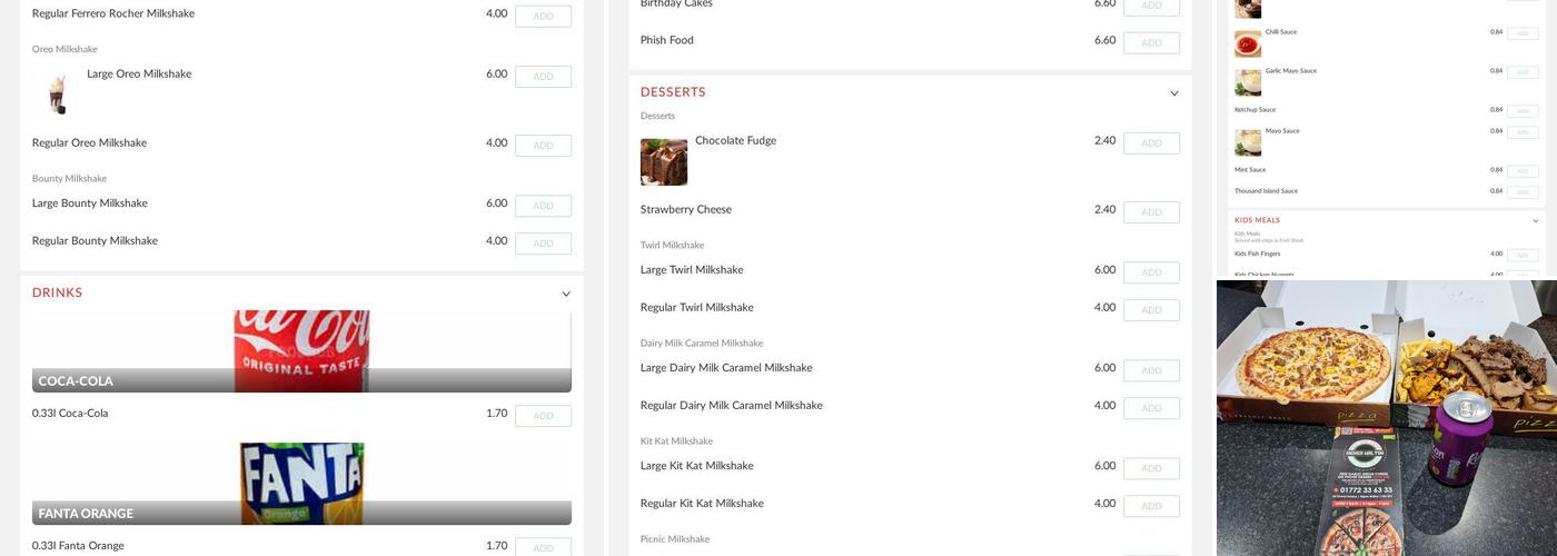 Higher Walton Pizza Burger Menu