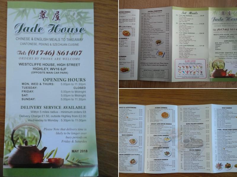 Jade House Chinese Take Away Menu