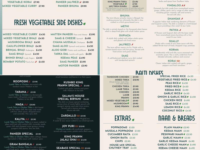 Salams Restaurant (Highworth) Menu