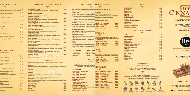 The Cinnamon Square Menu