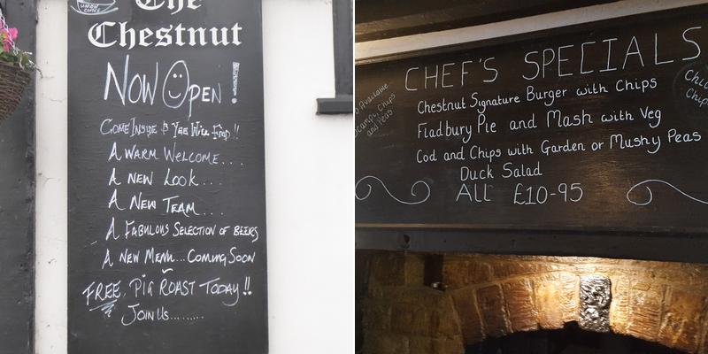 The Old Chestnut Tree Inn Menu