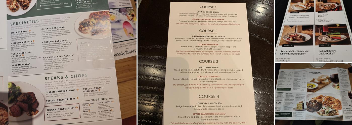 Carrabba's Italian Grill Menu