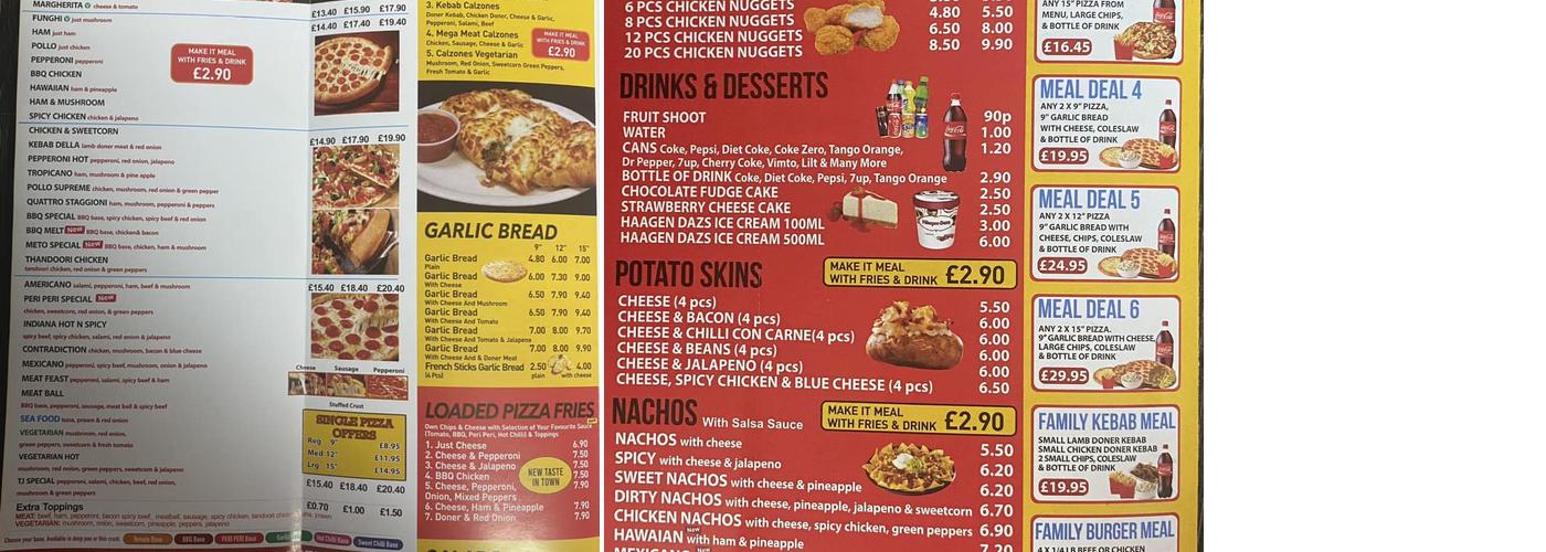 Tj's Hinckley Menu