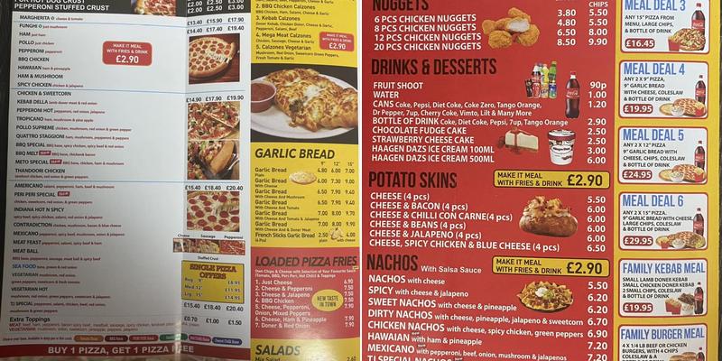 Tj's Hinckley Menu