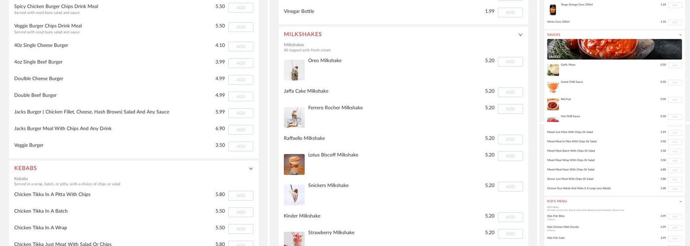 Jack's Traditional Fish and Chips of Hinckley Menu