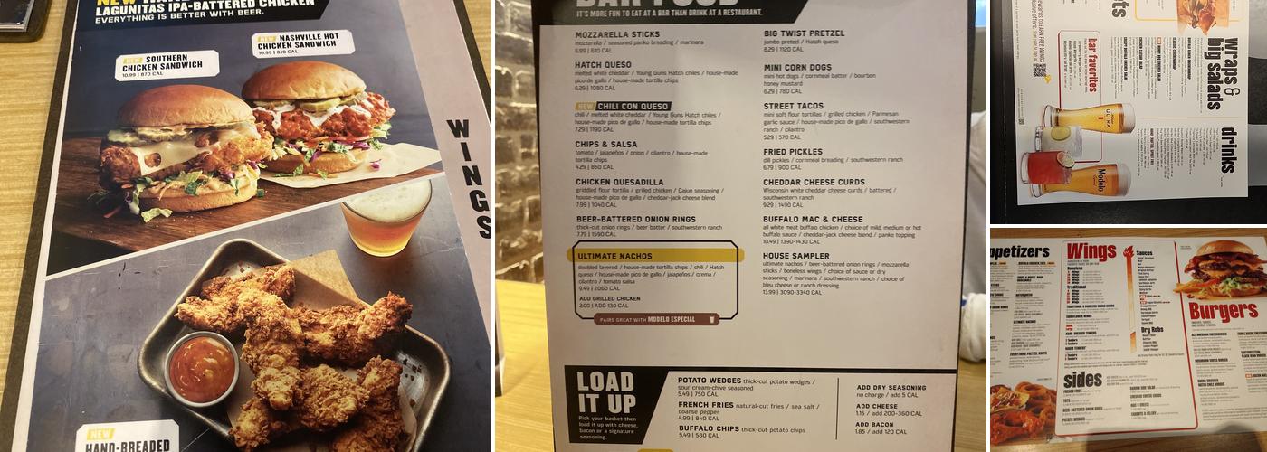 Buffalo Wild Wings Menu