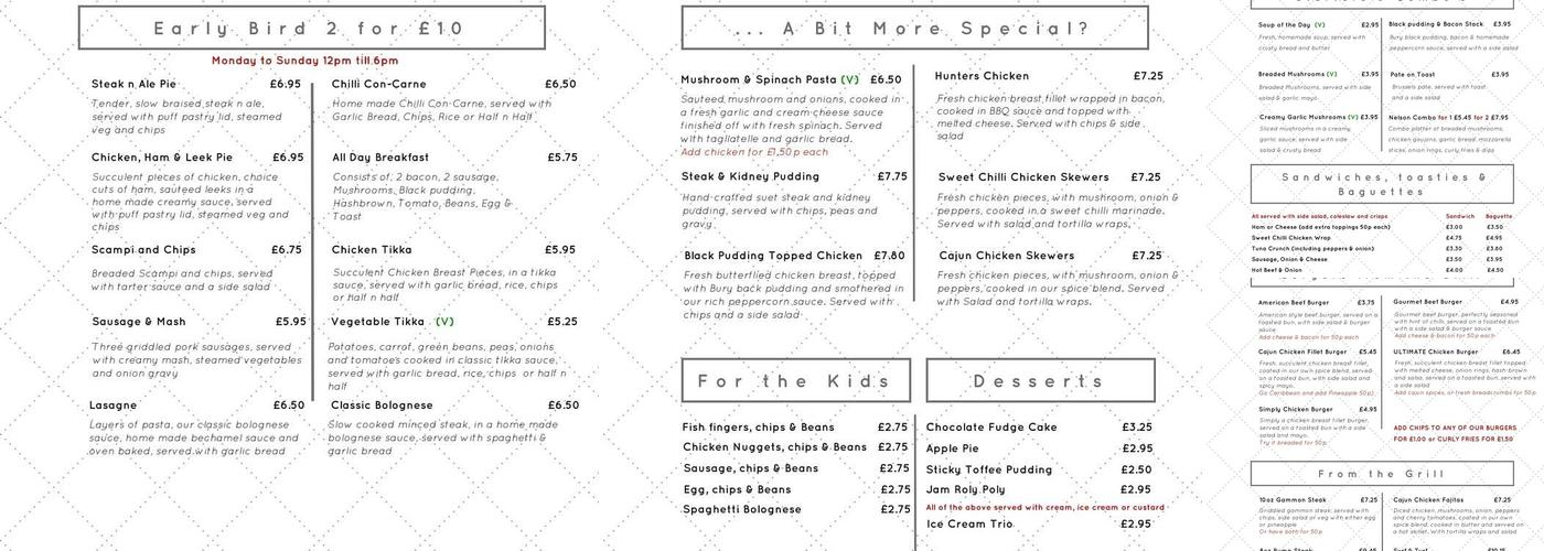 Lord Nelson Hotel Menu