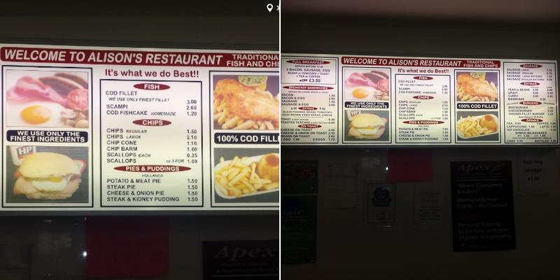 Alison's Restaurant Menu