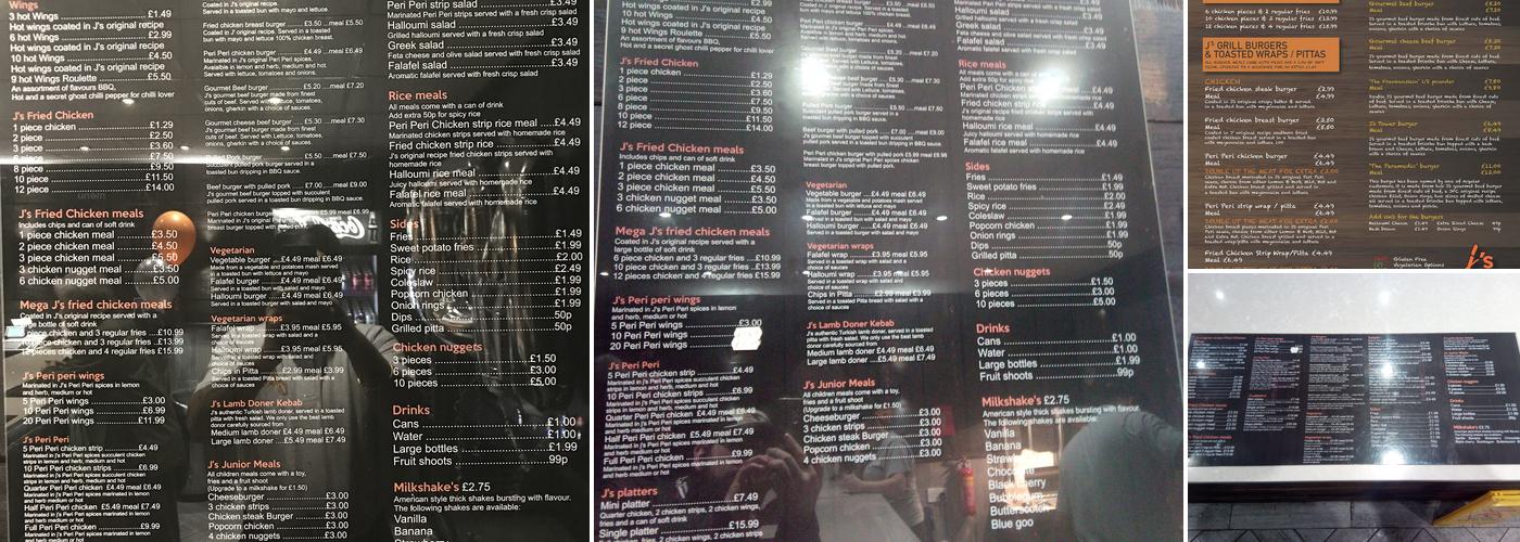 J's Grill Menu