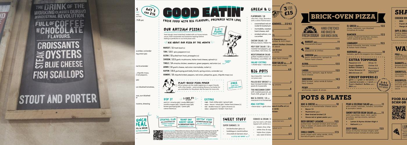 Radcliffe Arms, Hitchin Menu