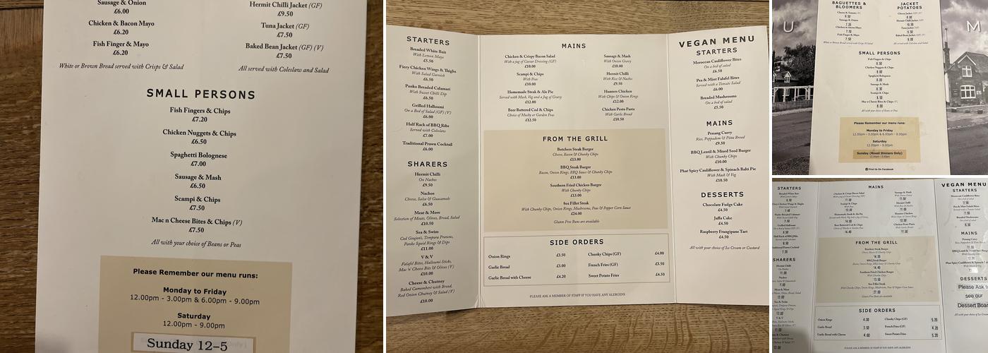 Hermit of Redcoats Menu