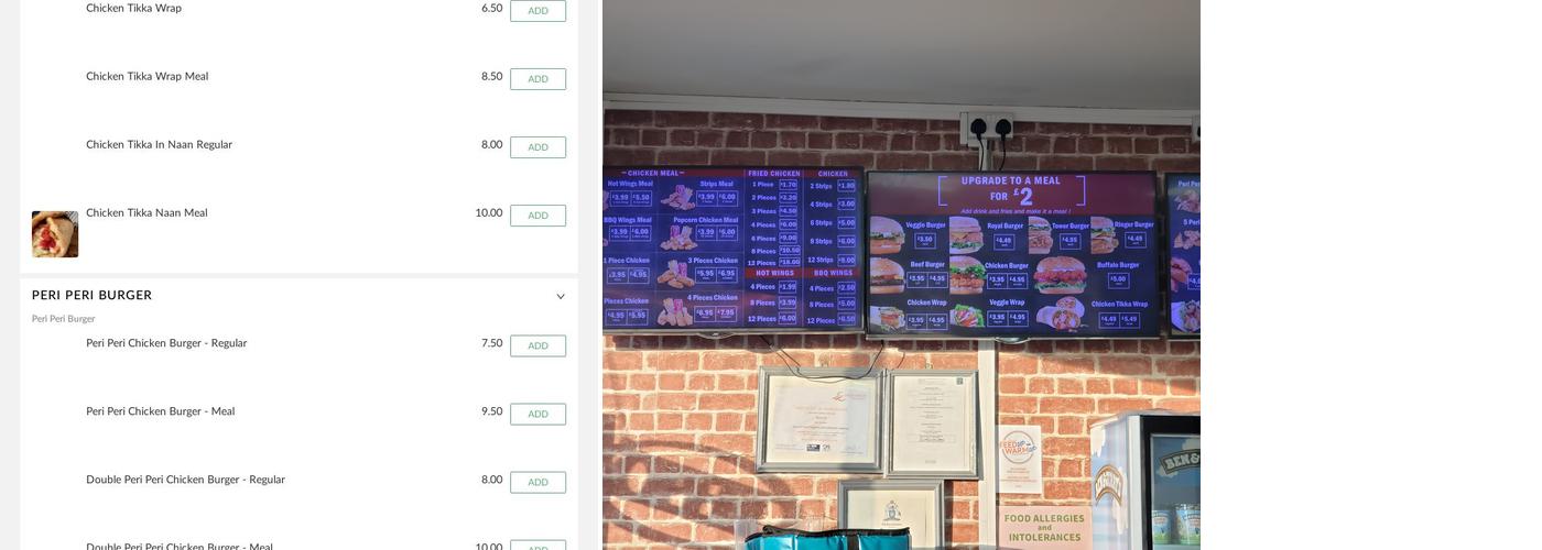 PB peri peri & Fried Chicken Menu