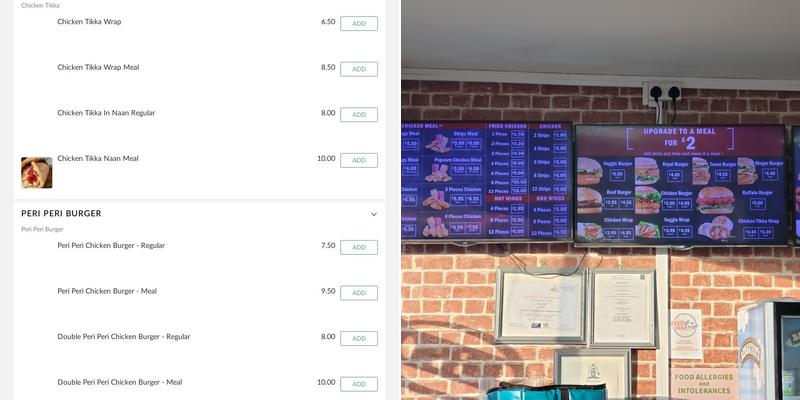 PB peri peri & Fried Chicken Menu