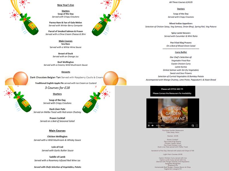 The Rose Garden Menu