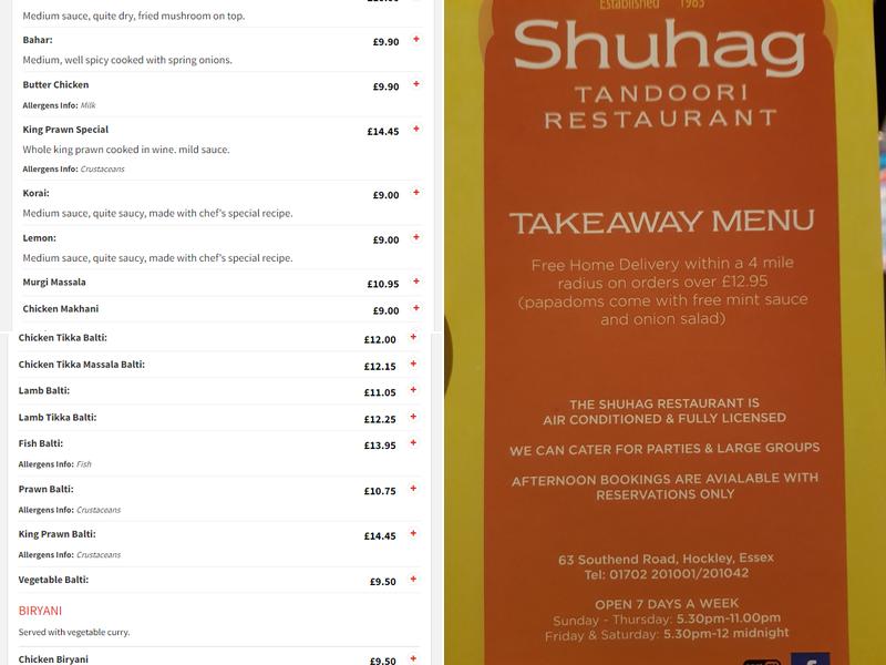 Shuhag Tandoori Restaurant Menu
