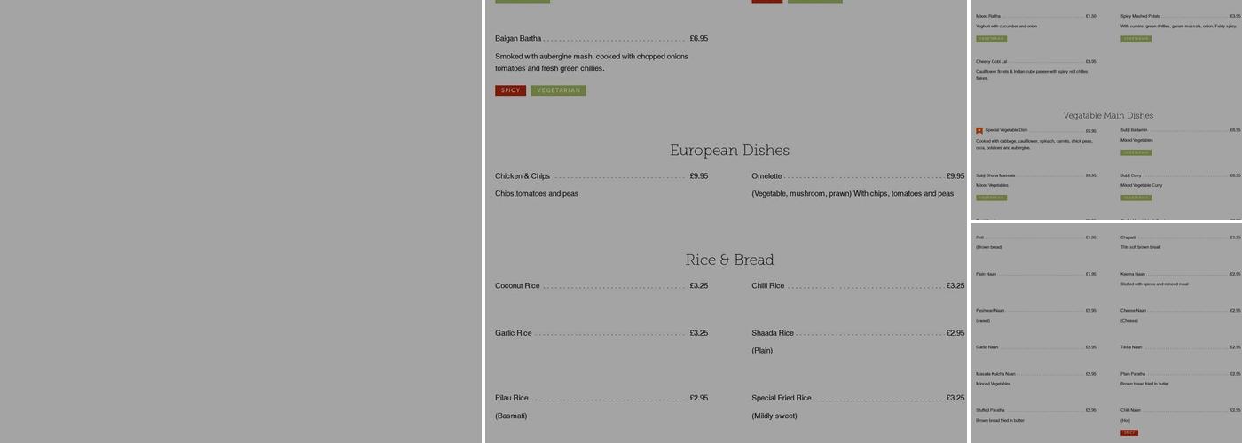 Saffron Indian Restaurant Menu