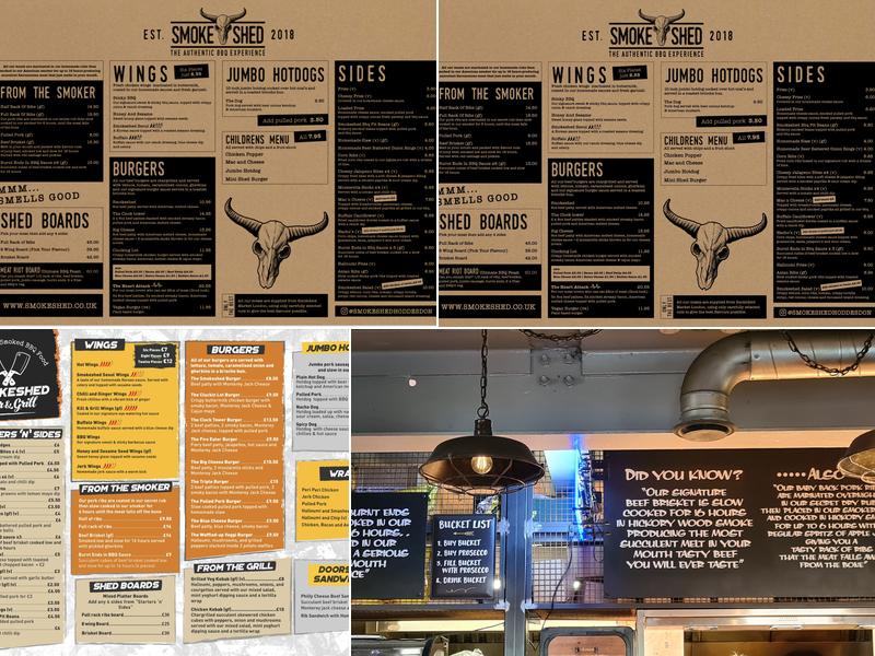 Smokeshed Bar and Grill Hoddesdon Menu