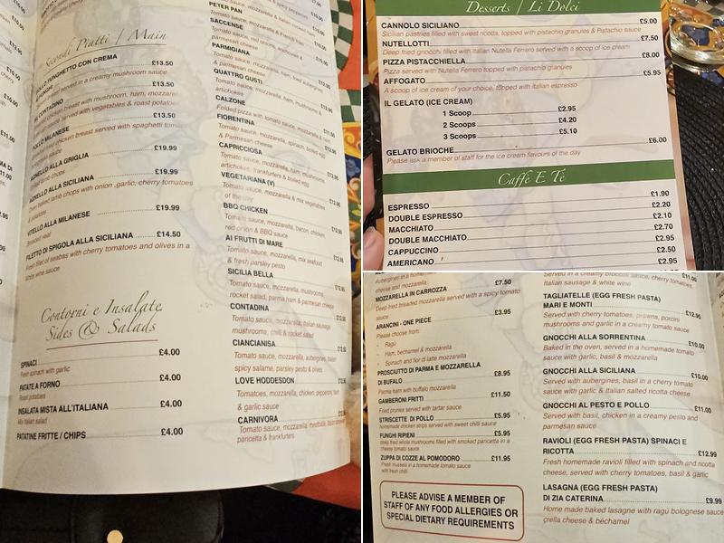 Sicilia bella Menu
