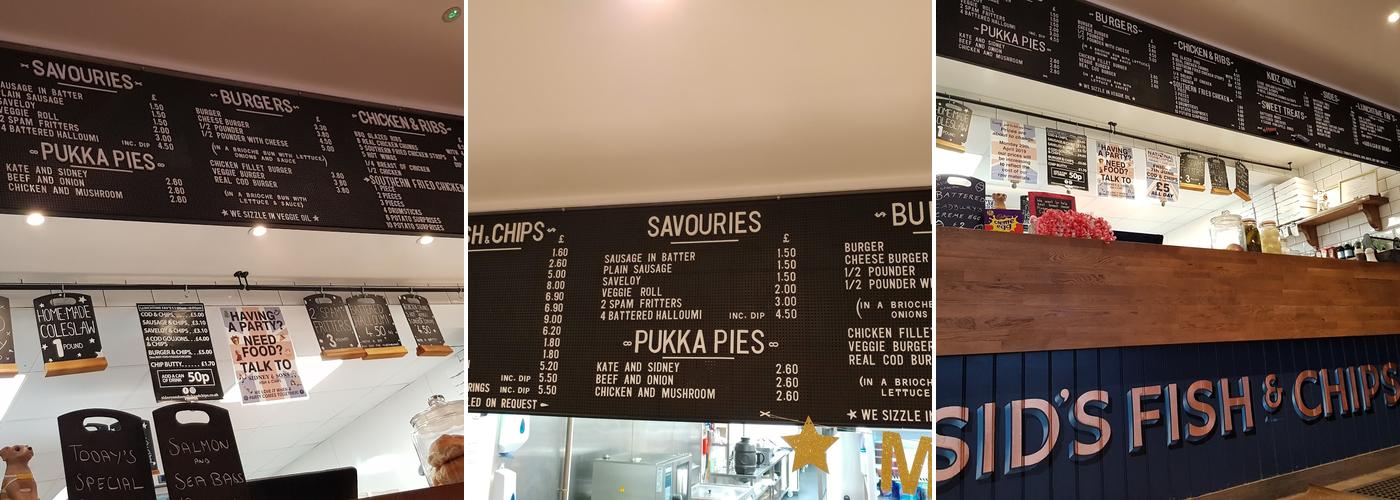 Sidney & Sons Fish and Chips Menu
