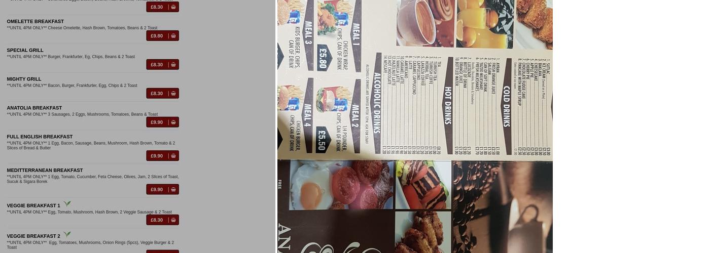Anatolia Cafe & BBQ Restaurant Menu