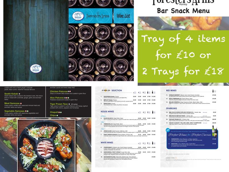 The Foresters Arms Honley Menu