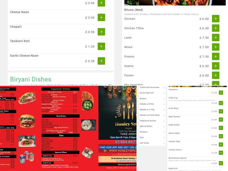 Honley Spice Menu