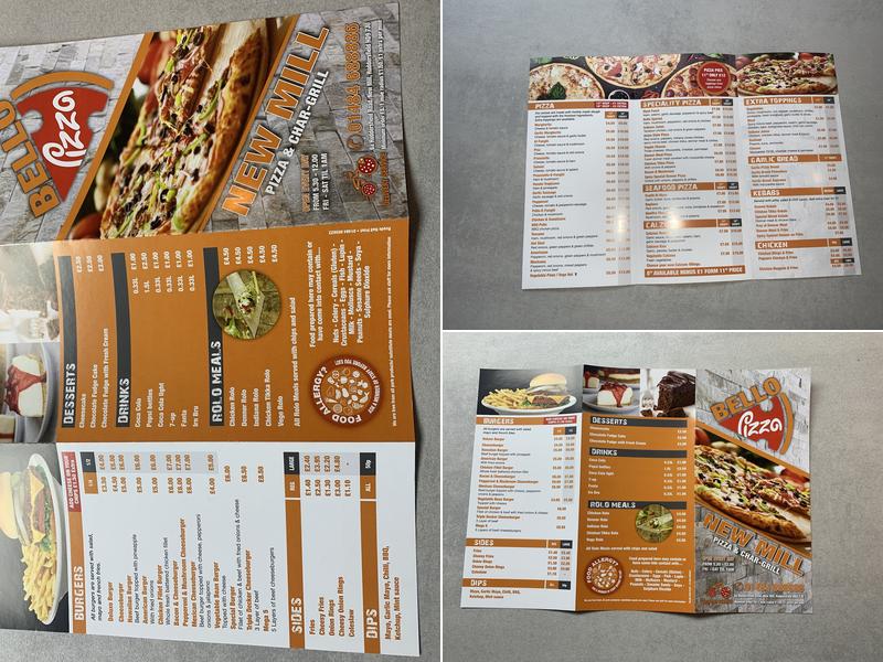 Bello pizza Menu