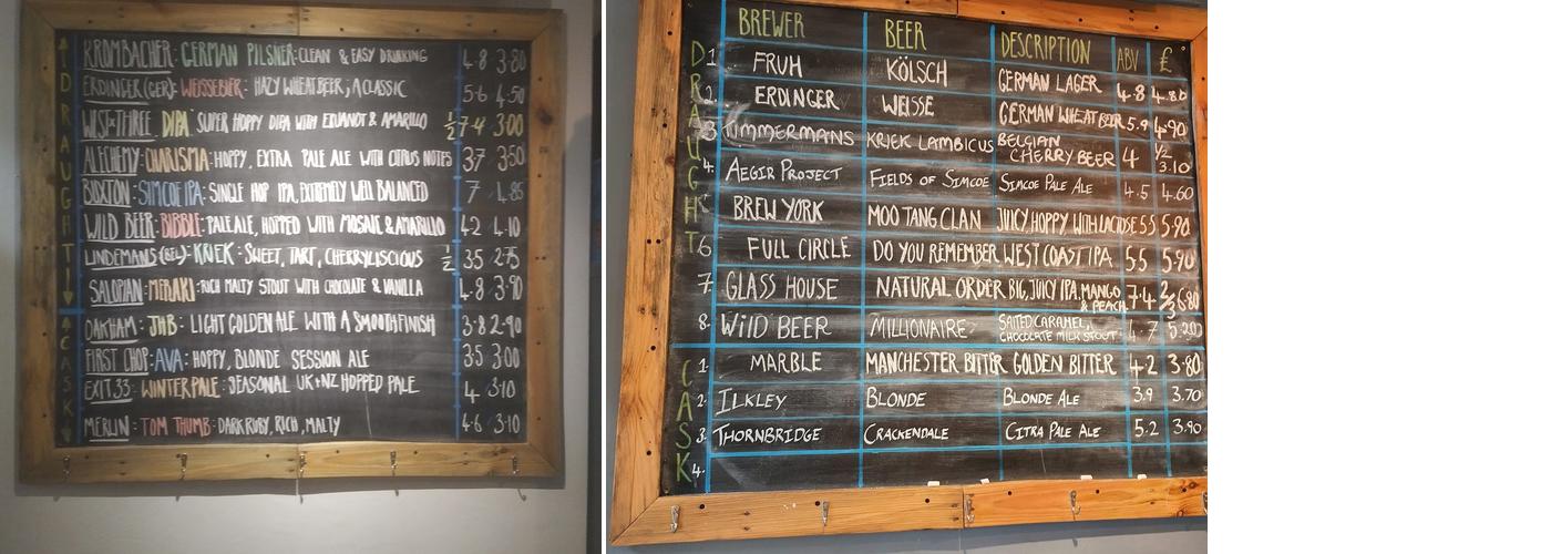 The Beer Emporium Bottle Bank Menu