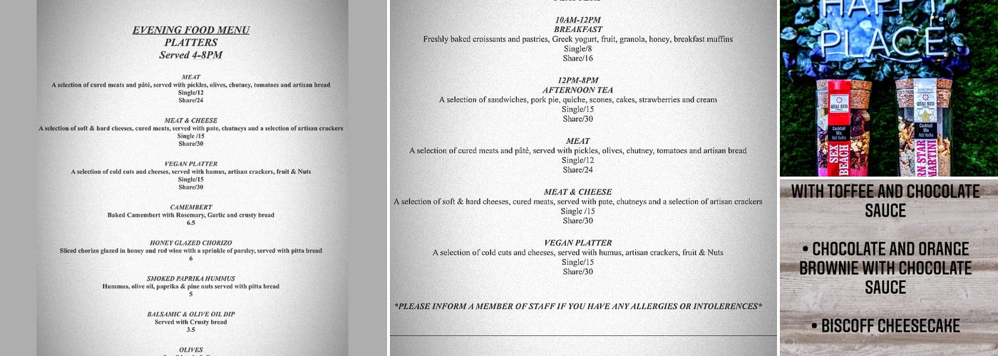 THE HIDE OUT HOLMFIRTH Menu
