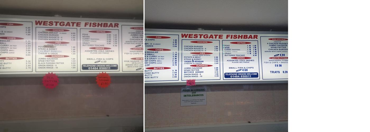 Westgate Fish Bar Menu