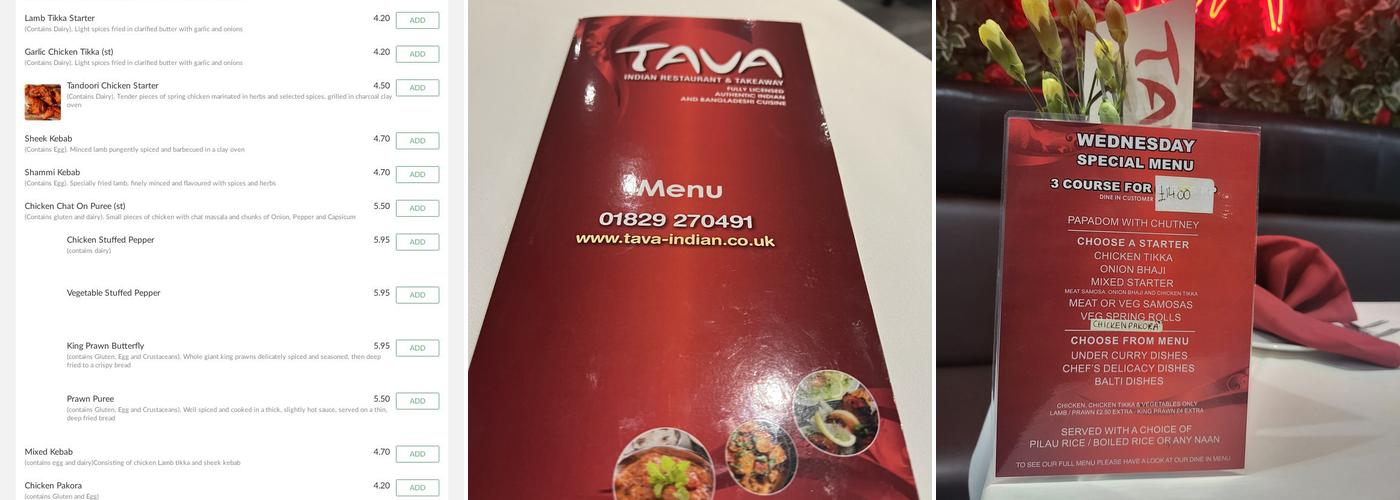 Tava Restaurant Menu