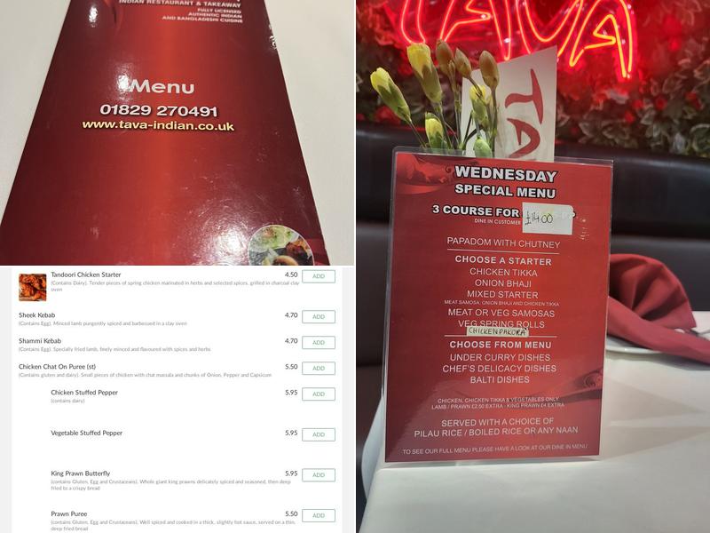 Tava Restaurant Menu