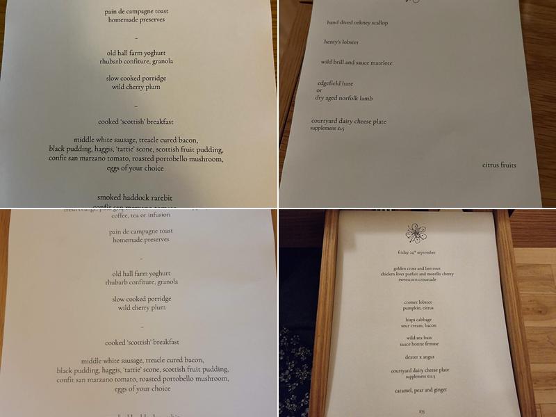 Meadowsweet Menu