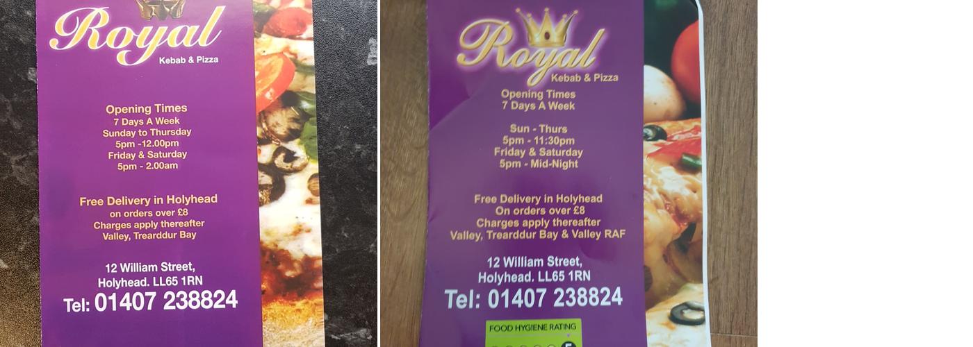 Royal Kebabs and Pizza Menu