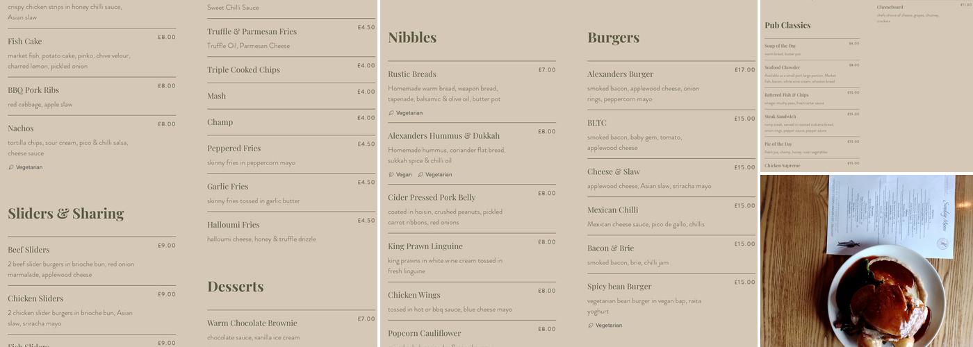 Alexanders & Co Menu