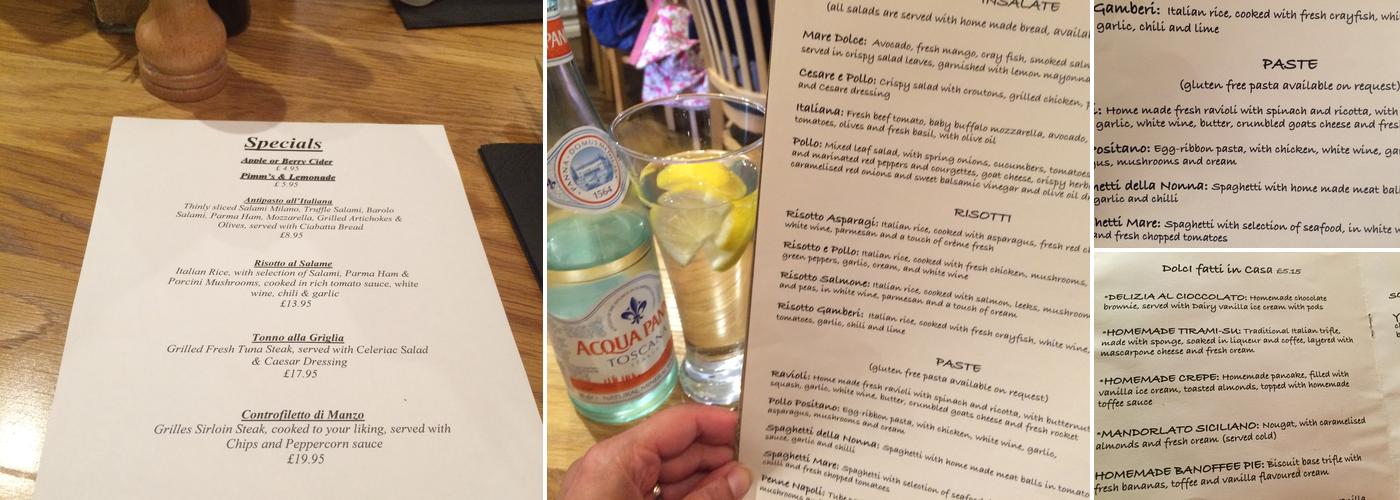 El Castello Odiham Menu