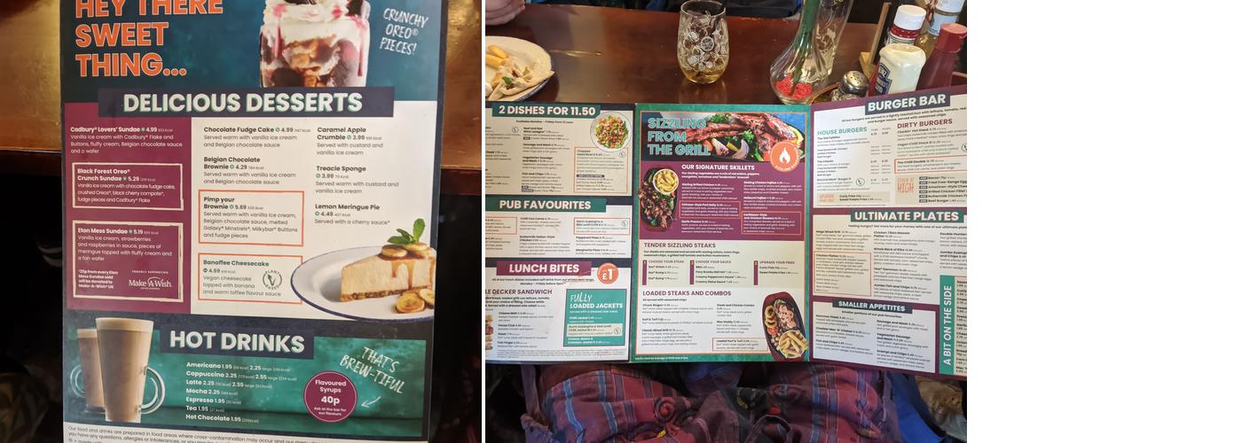 White Hart Hotel Menu