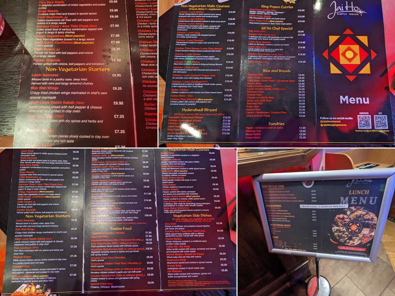 Jai Ho at the Coppingham Arms Menu