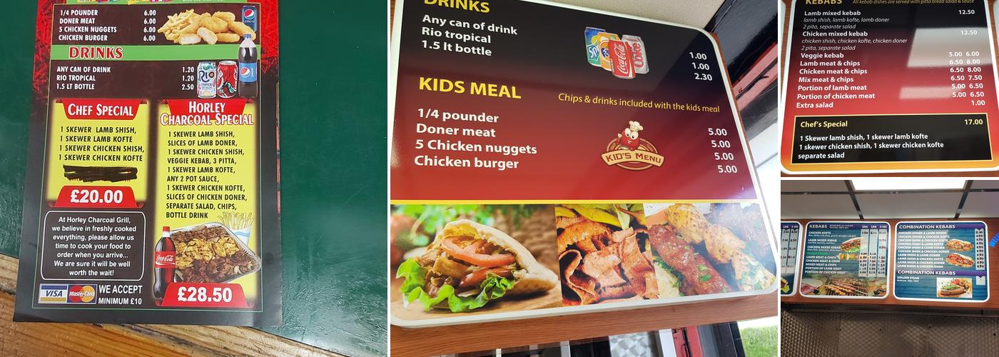 Horley Charcoal Grill Menu