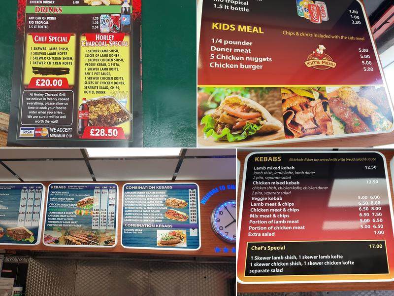 Horley Charcoal Grill Menu