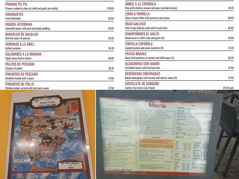 Costa del Sol Tapas Bar & Restaurant Menu
