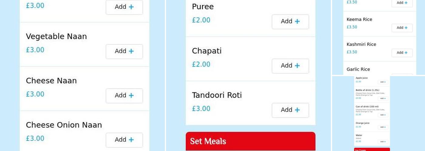 Spice Boys Indian Takeaway Menu