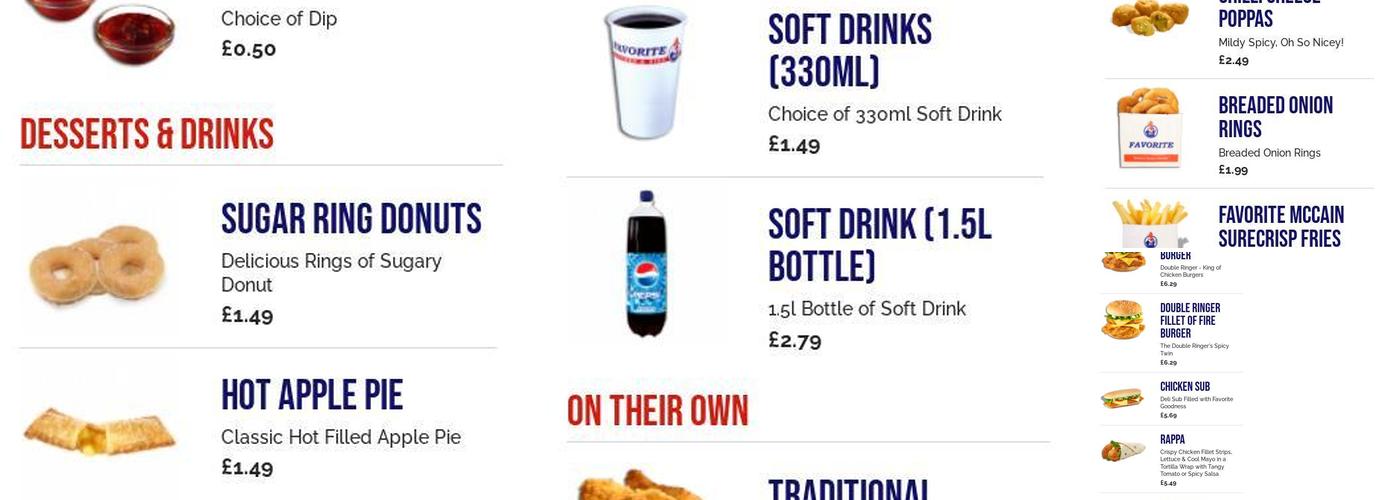 Favorite Chicken & Ribs Horley Menu