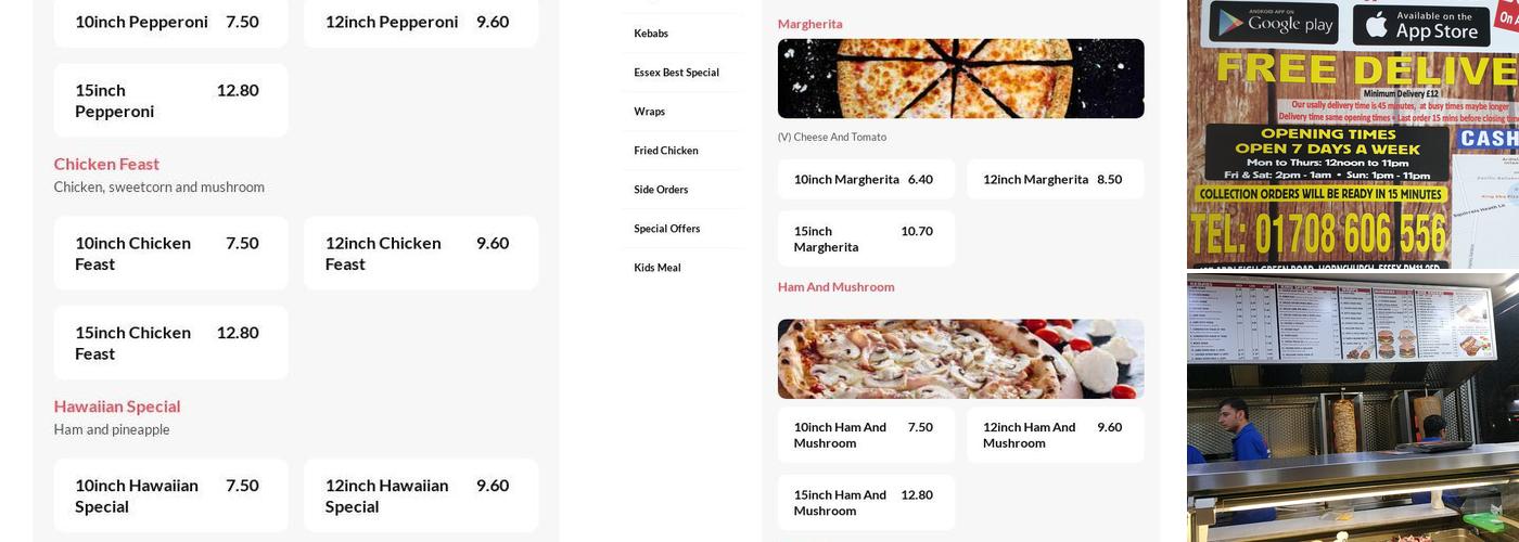 Essex Best Kebab Menu