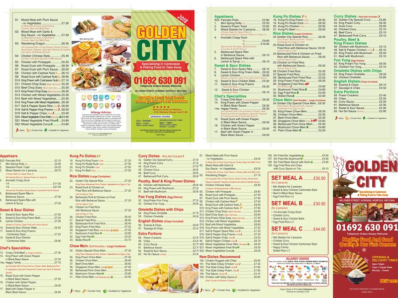 Golden City Menu