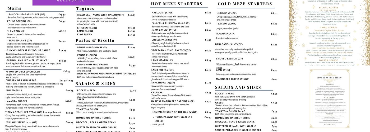 Lavanta Meze Bar & Grill Menu